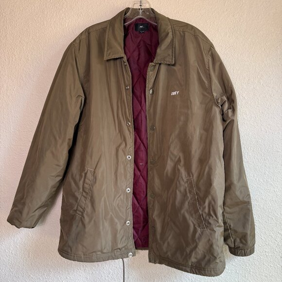 OBEY 🤘🏽Mens Windbreaker Jacket \\ Size Large // Army Green - Picture 1 of 15